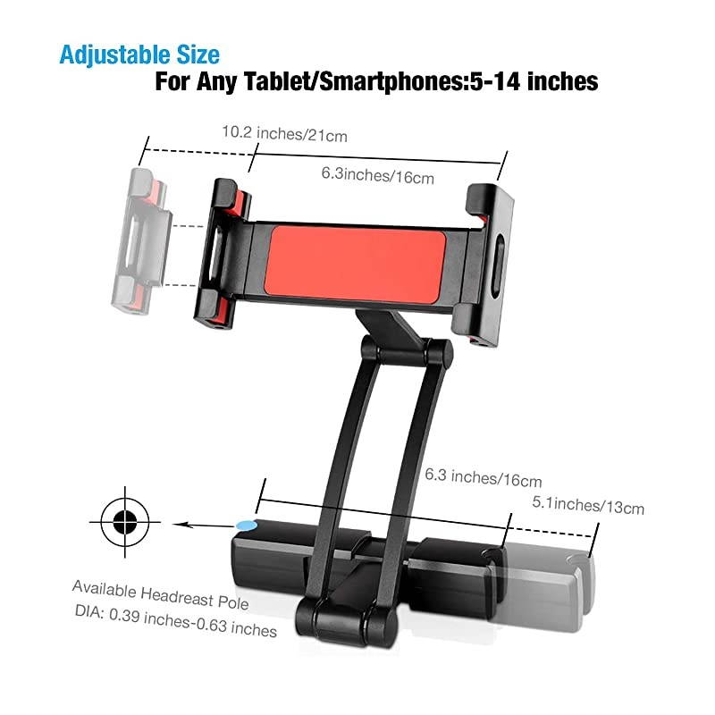 Headrest Mount Car Headrest Tablet Mount Adjustable Backseat Tablet Holder for Apple ProAirMiniNintendo SwitchSamsung Tablet Fire Tablets Phones iPhones and Any from 513Black