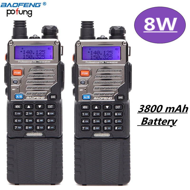 2PCS BAOFENG UV-5RE Walkie Talkie 8W powerful 3800mAh 10 km long range Dual Band cb two way radio Upgrade of UV 5RE for hiking