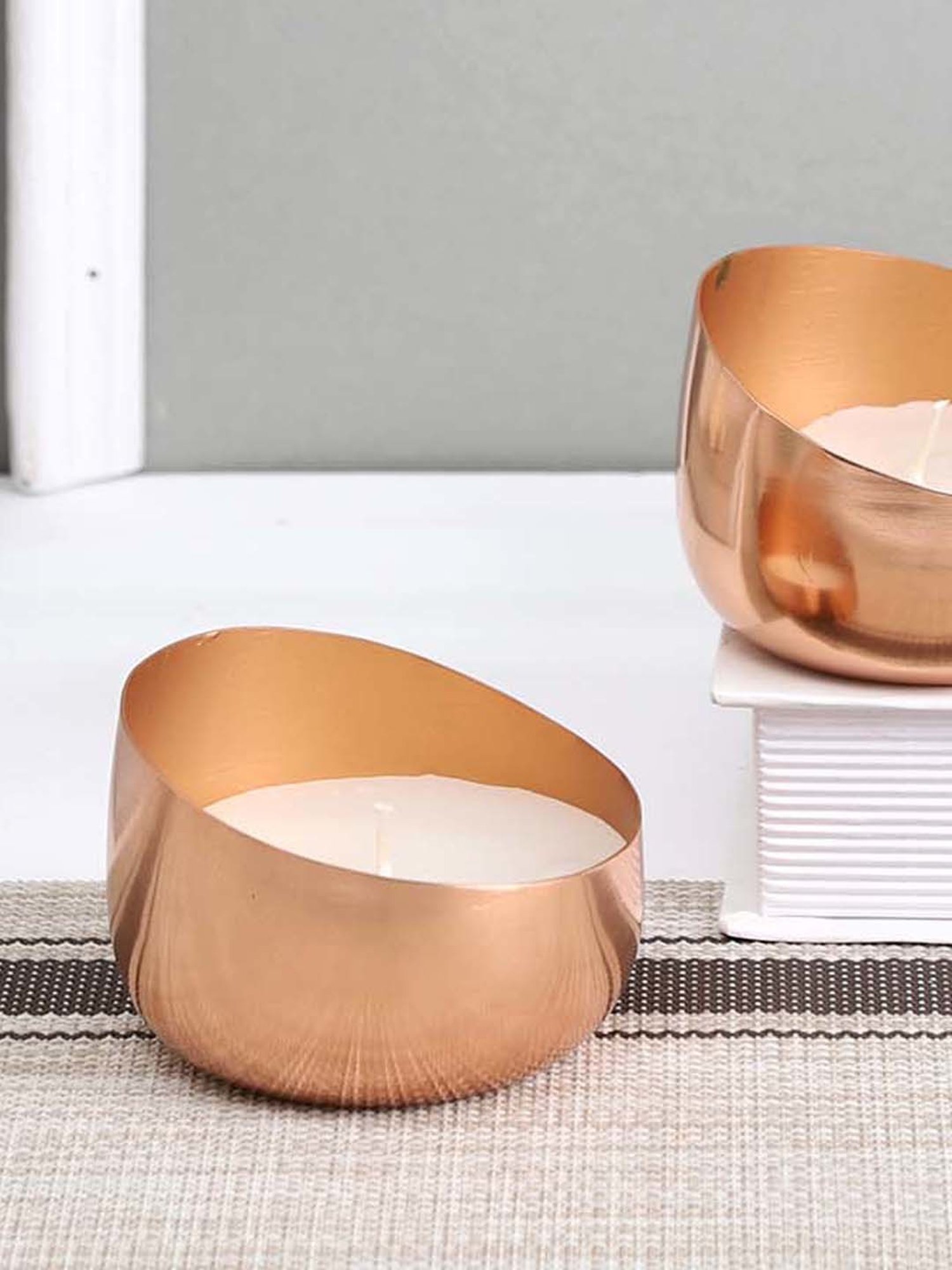 Aapno Rajasthan Gold Metal Handcrafted Candle - Set of 2