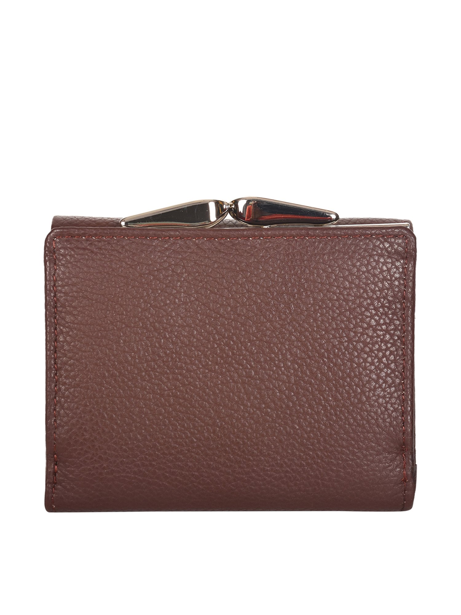 SASSORA Brown Textured Rfid Tri-Fold Wallet for Women