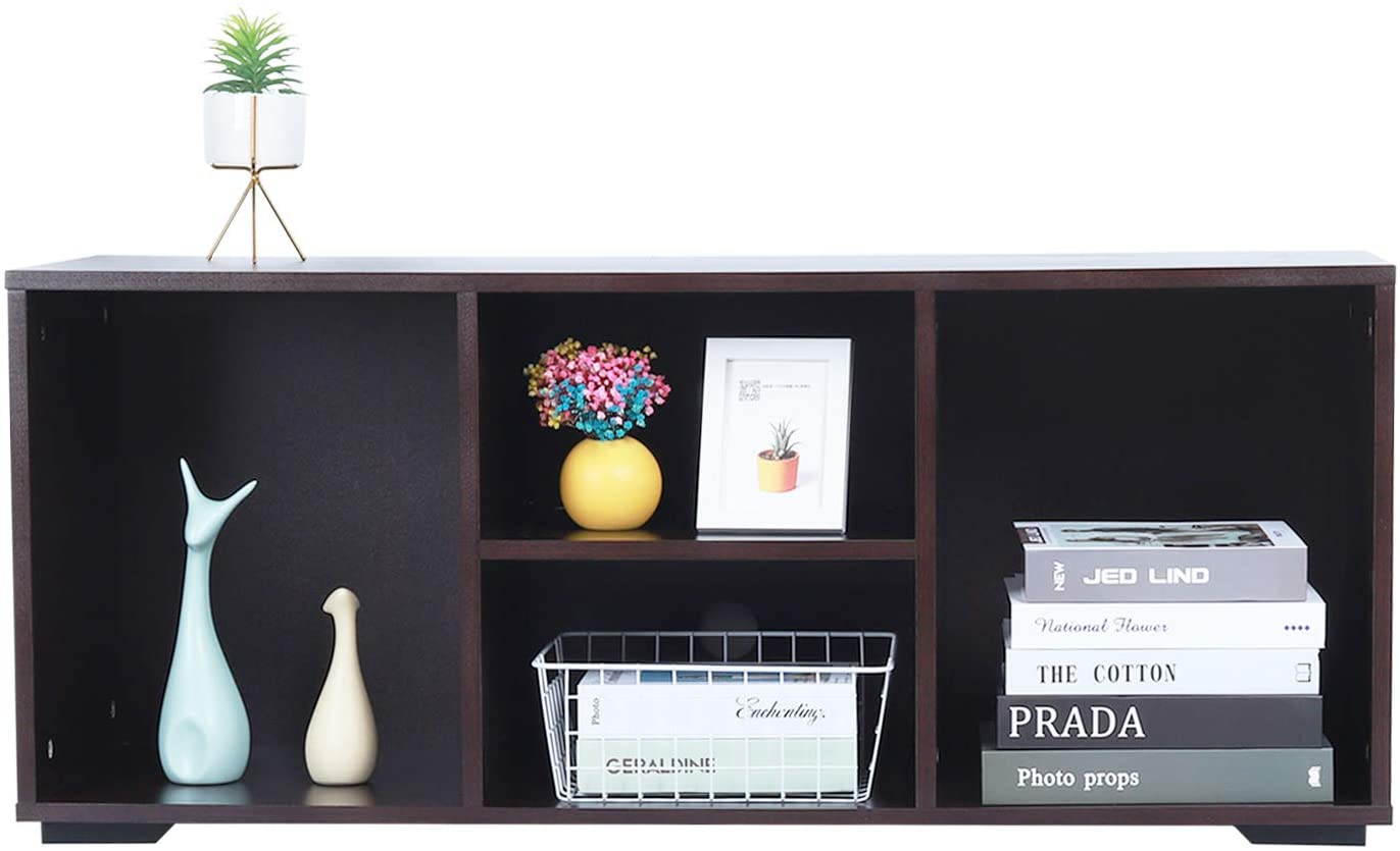 TINSAWOOD TV Stand Media Console with Wooden Frame Living Room Storage Cabinet Entertainment TV Stands,42 Inch