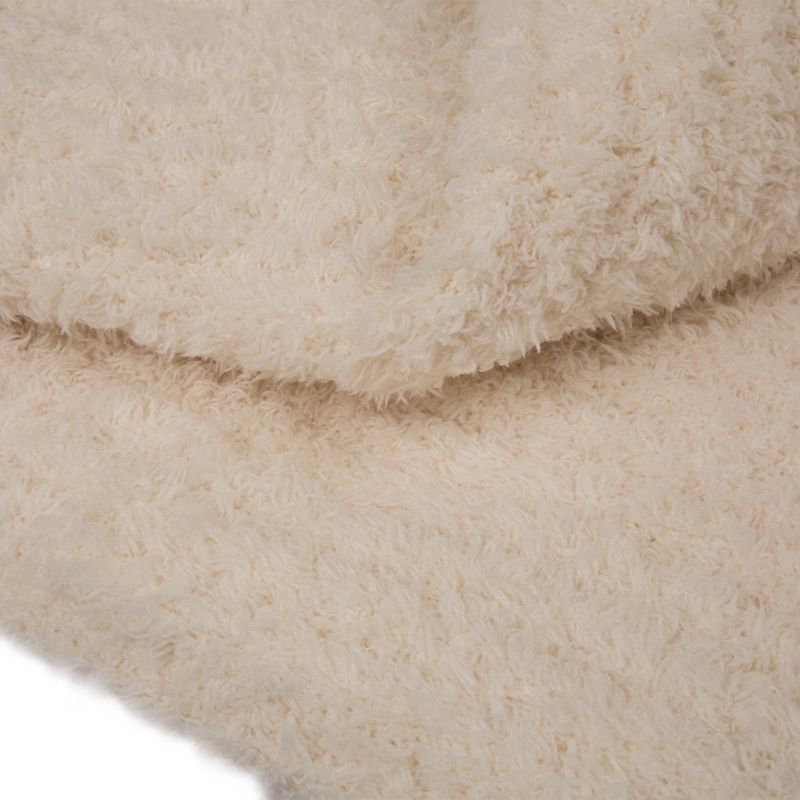 60" x 50" Knitted Polyester Feather Yarn Throw Blanket Beige - Glitzhome