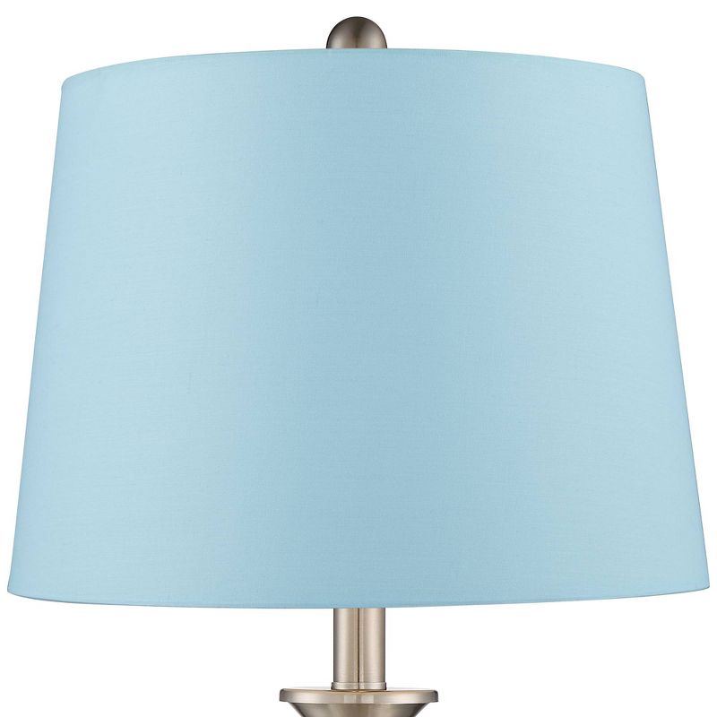 Regency Hill Arden Brushed Nickel Twist Blue Hardback Table Lamps Set of 2