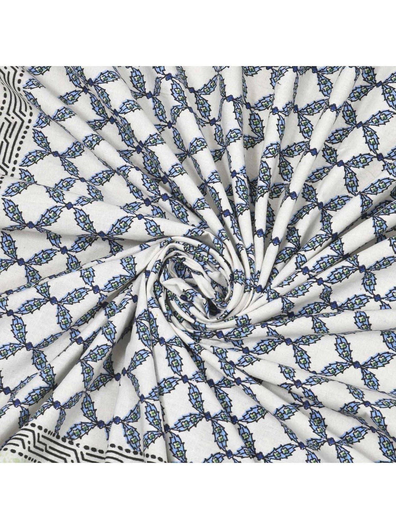 JaipurFabric Blue & White Cotton 180 TC Double Bedsheet with 2 Pillow Covers