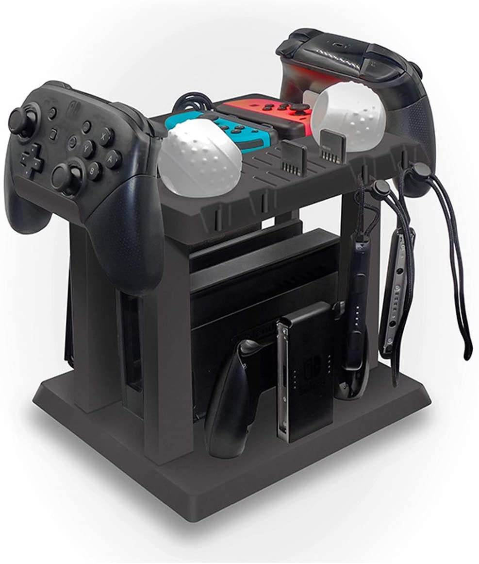 Multifunctional Game Storage Tower Game Disk Storage Tower Holder Stand for Nintendo Switch Console Accessory 2 Poke Ball Plus Controllers Stand Holder