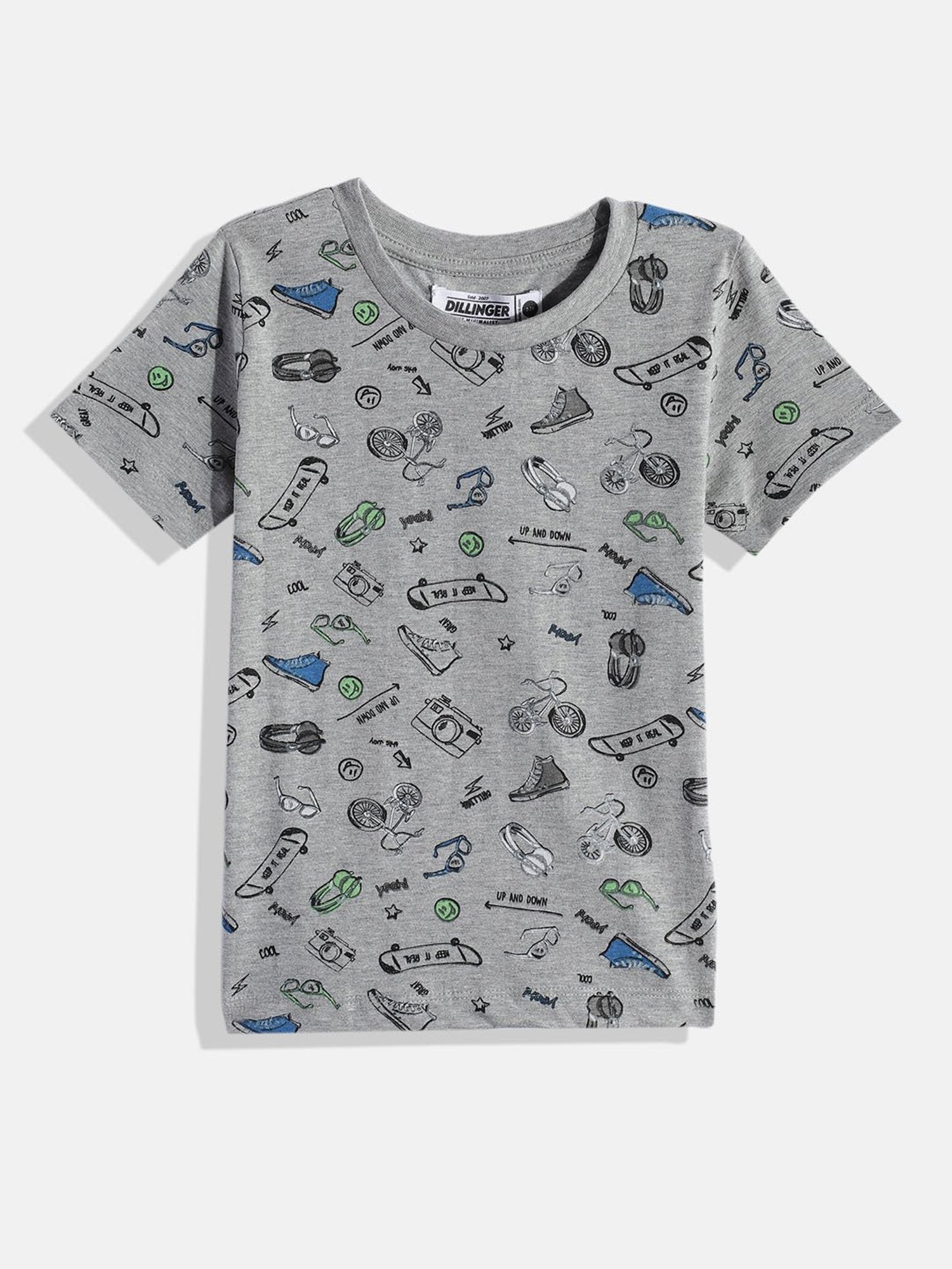 Dillinger Kids Grey Printed T-Shirt