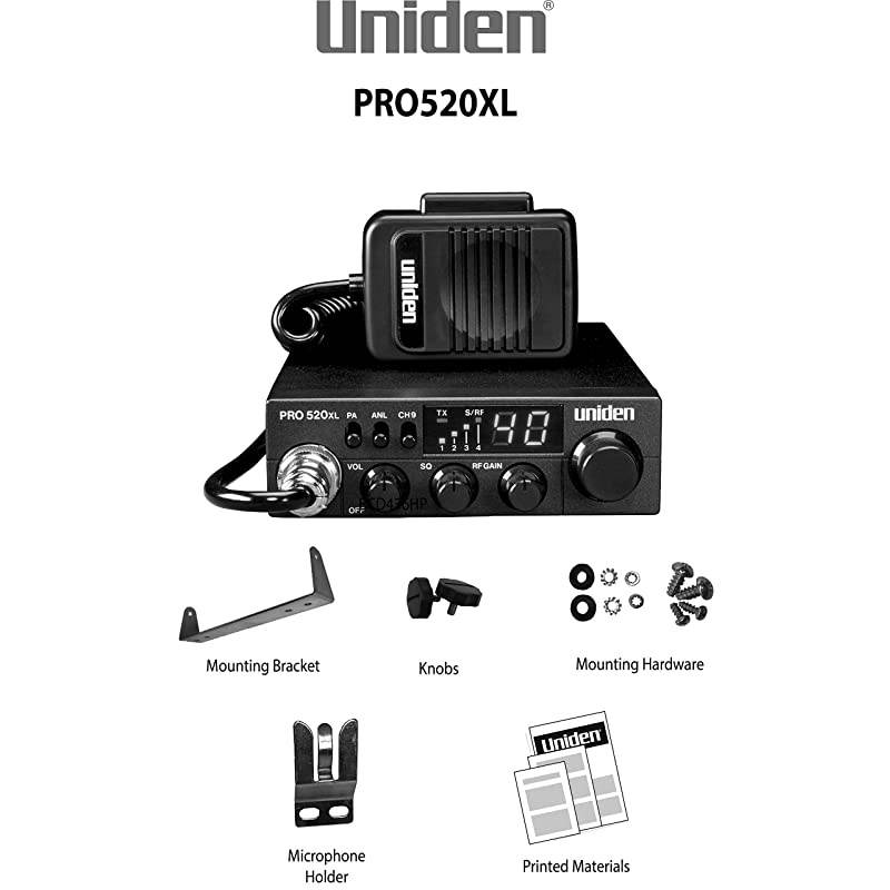 PRO520XL Pro Series 40Channel CB Radio Compact Design ANL Switch and PACB Switch 7 Watts of Audio Output and Instant Emergency Channel 9 Black