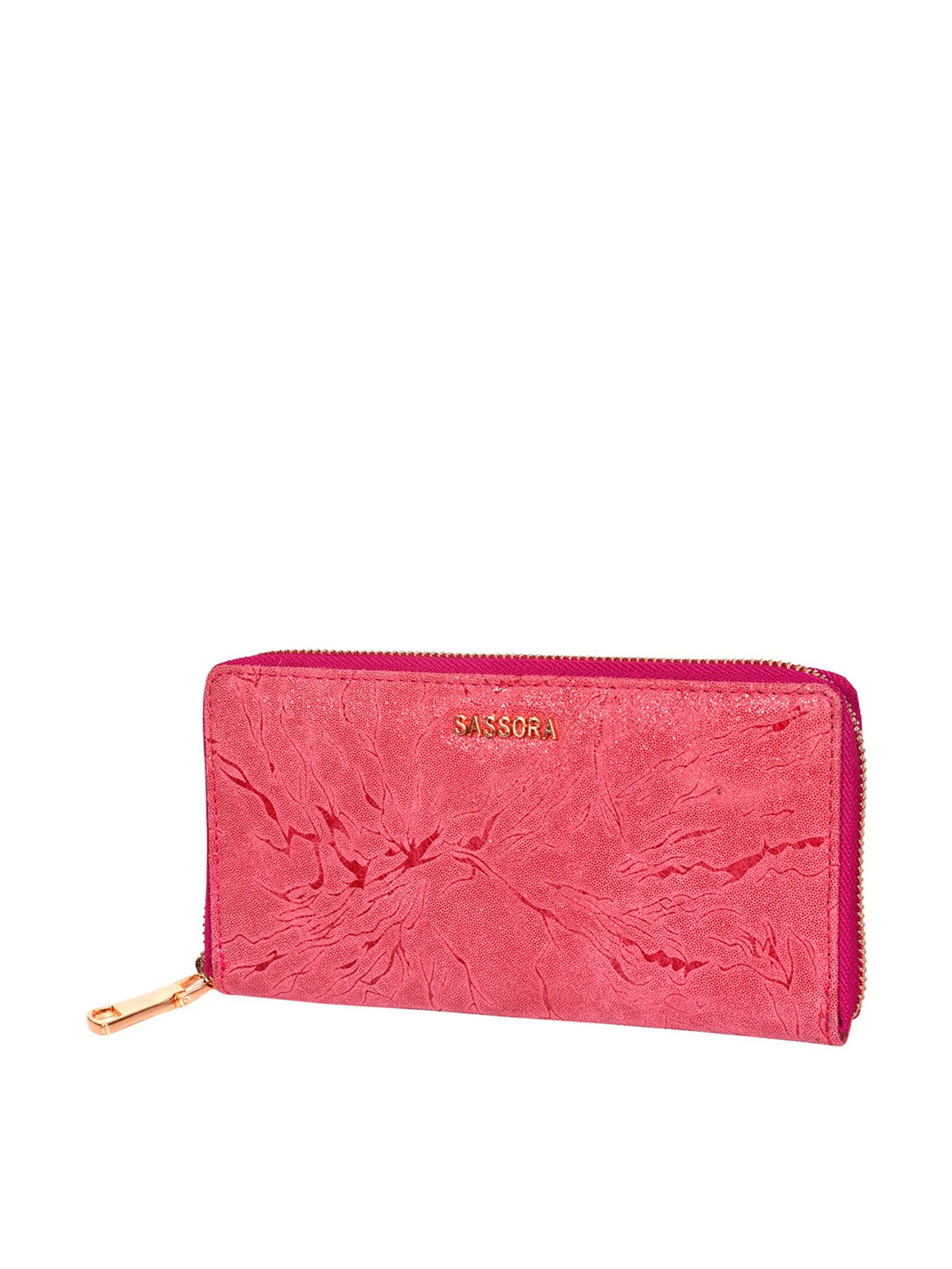 SASSORA Pink Printed Rfid Zip Around Wallet for Women