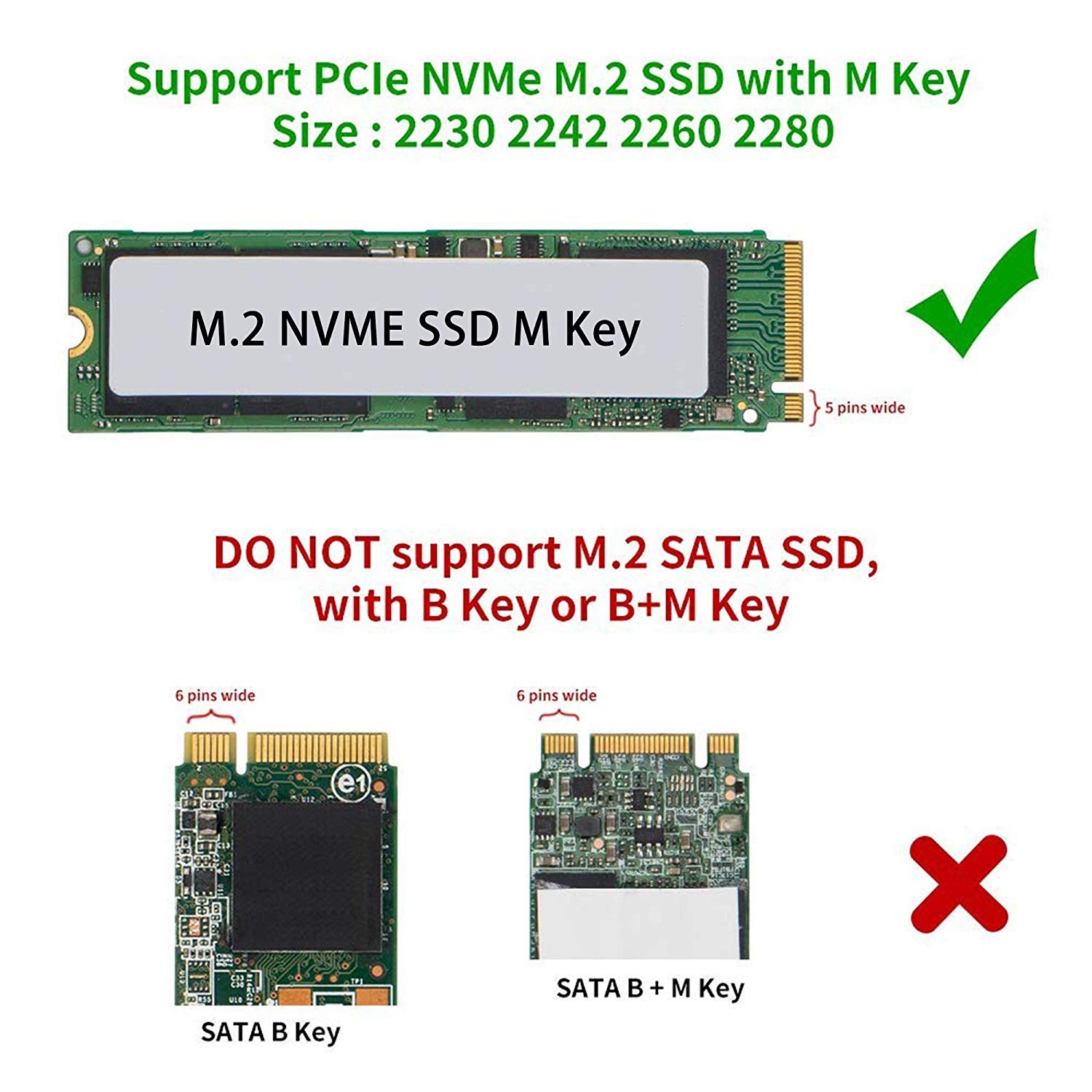 M.2 NVME to USB Adapter, M.2 M Keyed SSD to USB 3.1 Gen 2 Adapter 10 Gbps USB to M2 PCIE SSD Key M Support Windows XP / 7/8 / 10, MAC OS