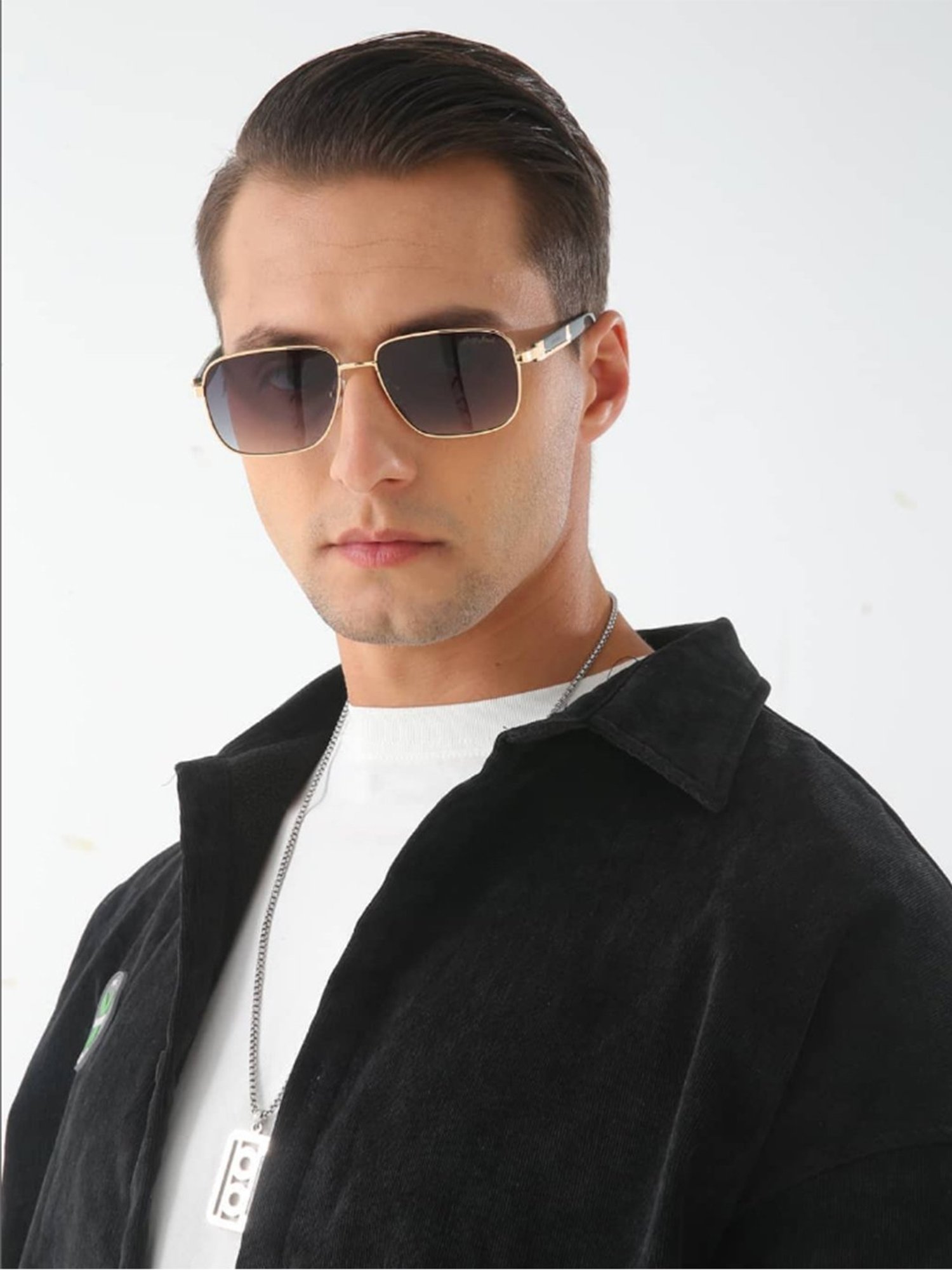 Ted Smith Dark Blue Square Unisex Sunglasses