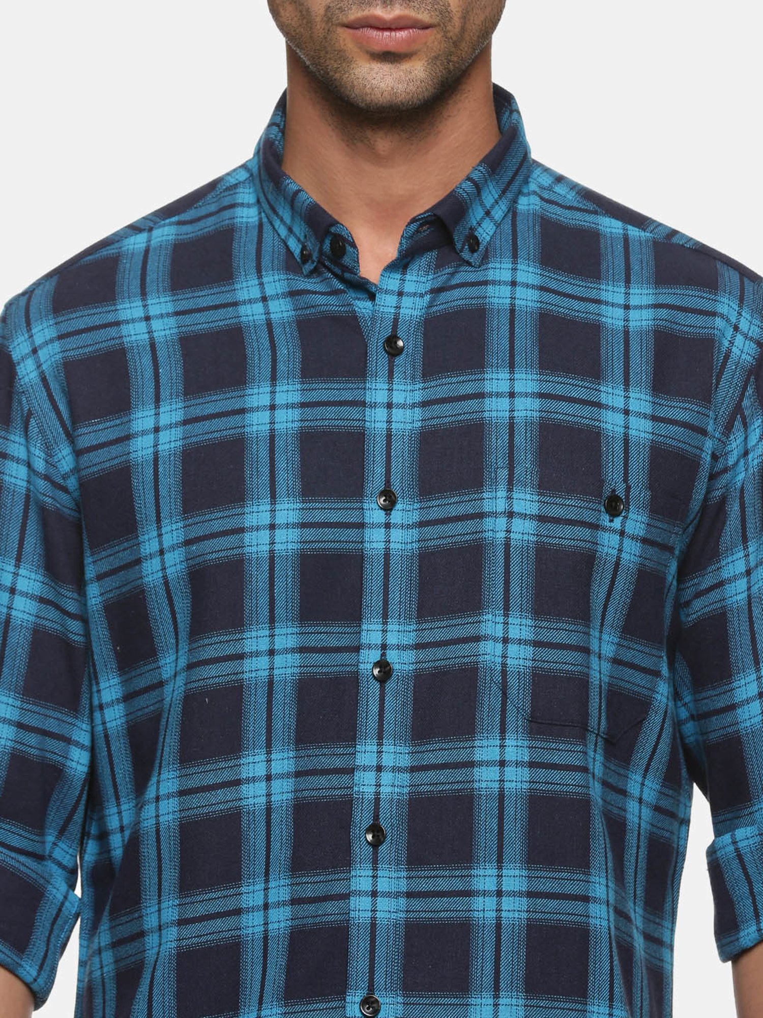 Don Vino Navy Slim Fit Check Shirt