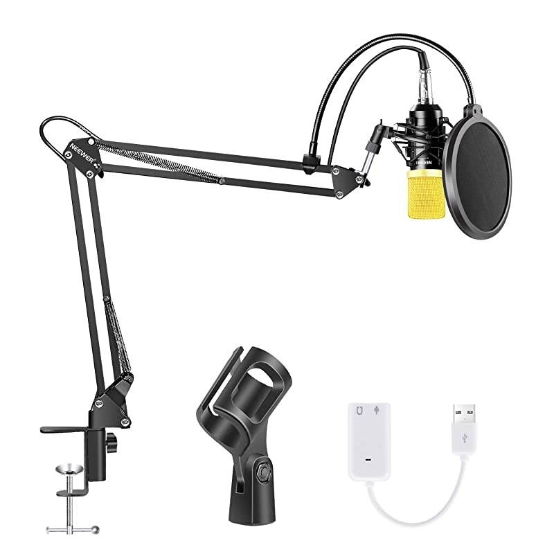 Condenser Microphone Bundle Upgraded NW700 Professional Cardioid Studio MicAdjustable Suspension Scissor Arm StandShock MountPop FilterUSB Sound Card for Studio Recording Broadcasting
