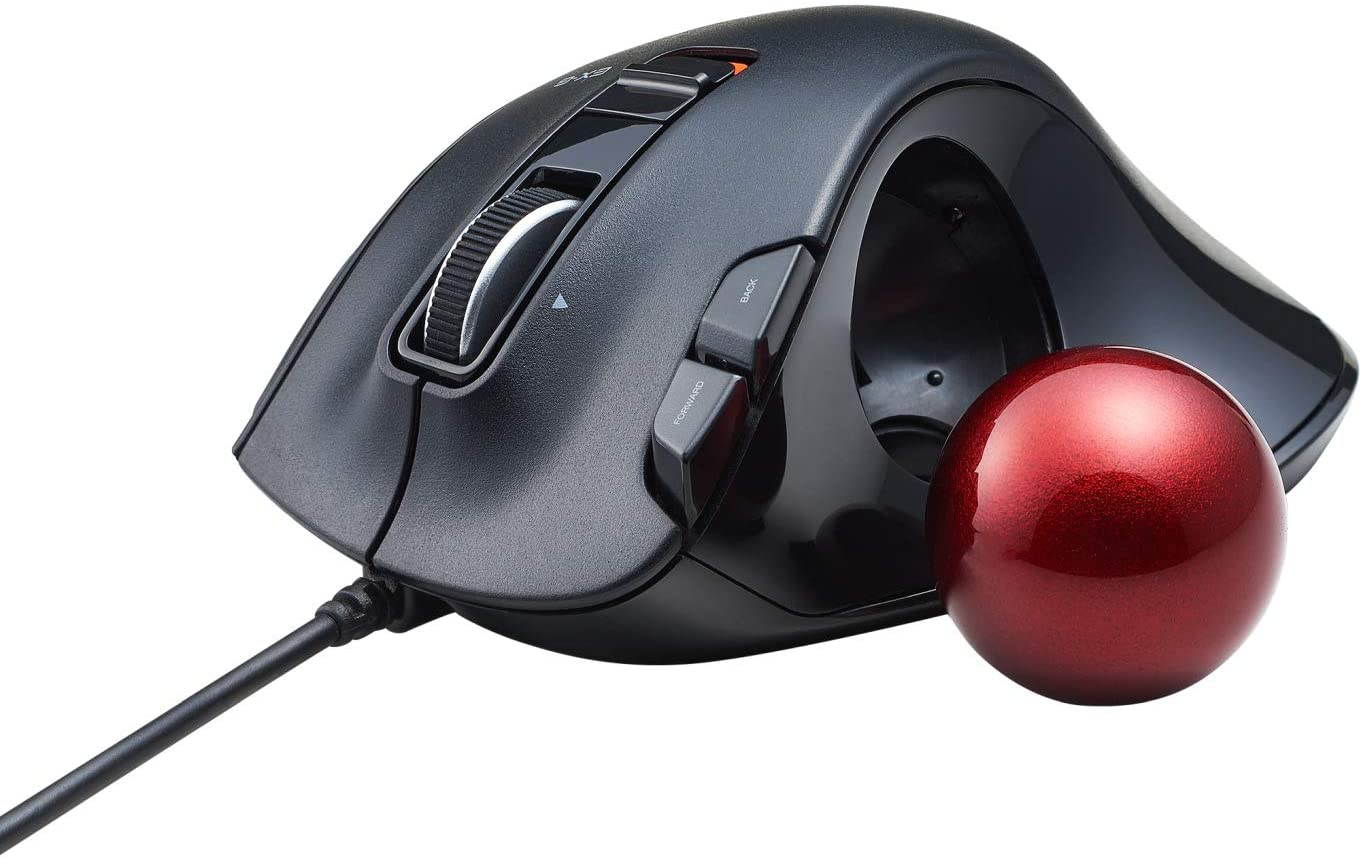 Wired Thumb-Operated Trackball Mouse, 5-Button Function with Smooth Tracking, Precision Optical Gaming Sensor Red Ball
