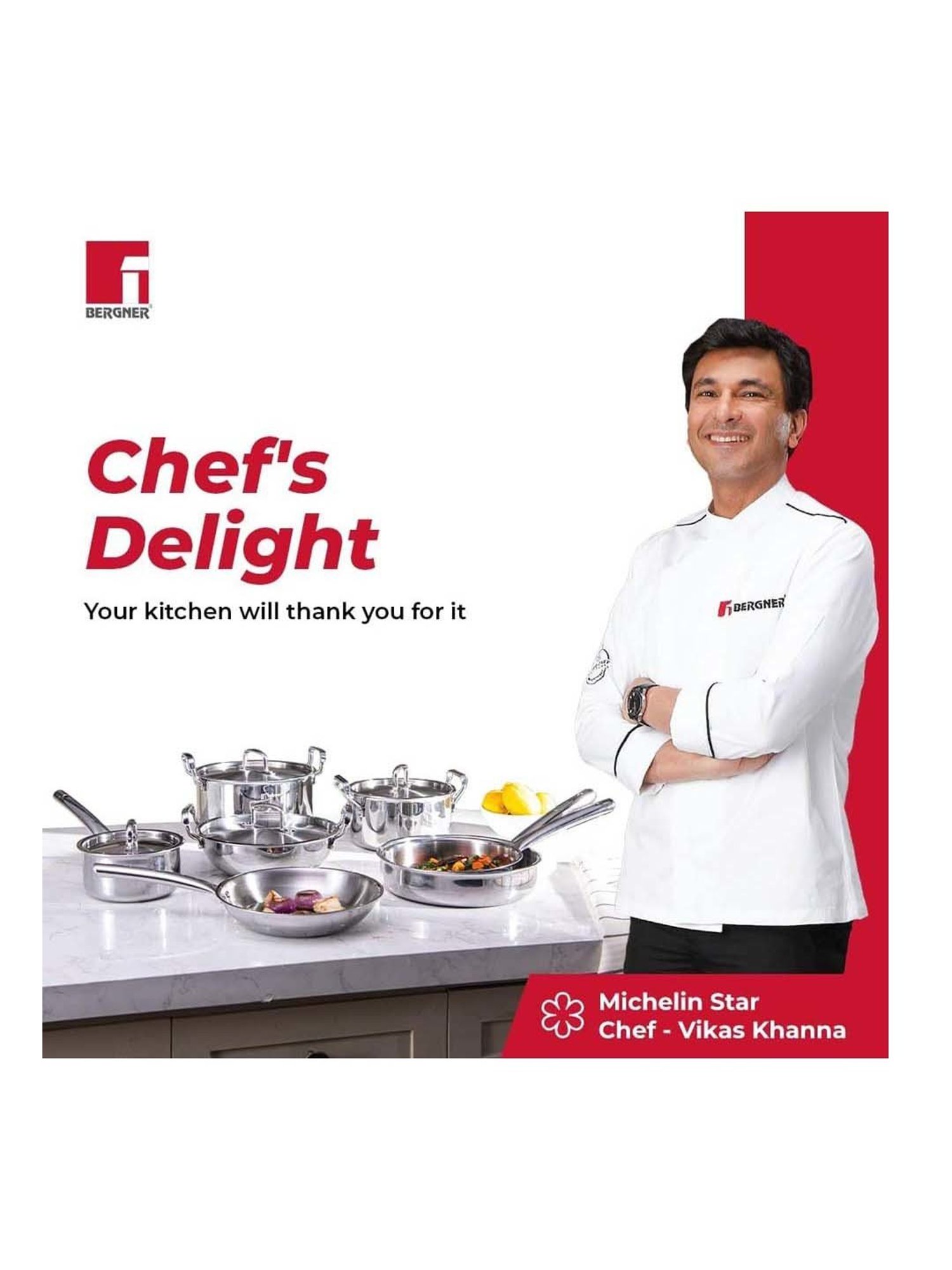 ALLO Silver Stainless Steel Induction Friendly Triply Kadhai (3 L)