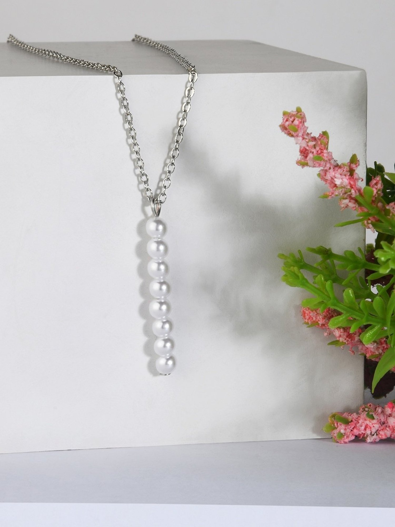 ToniQ Silver-Plated Beaded Necklace for Women