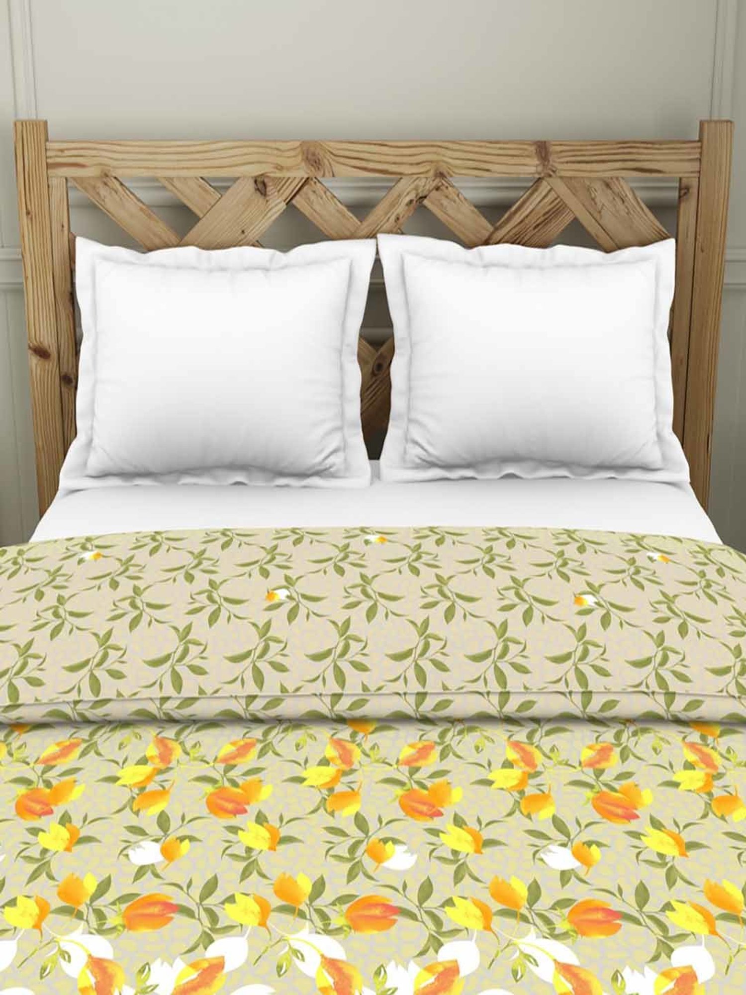 Spaces Blockbuster Plus Floral Green 210 TC Cotton Double Quilt