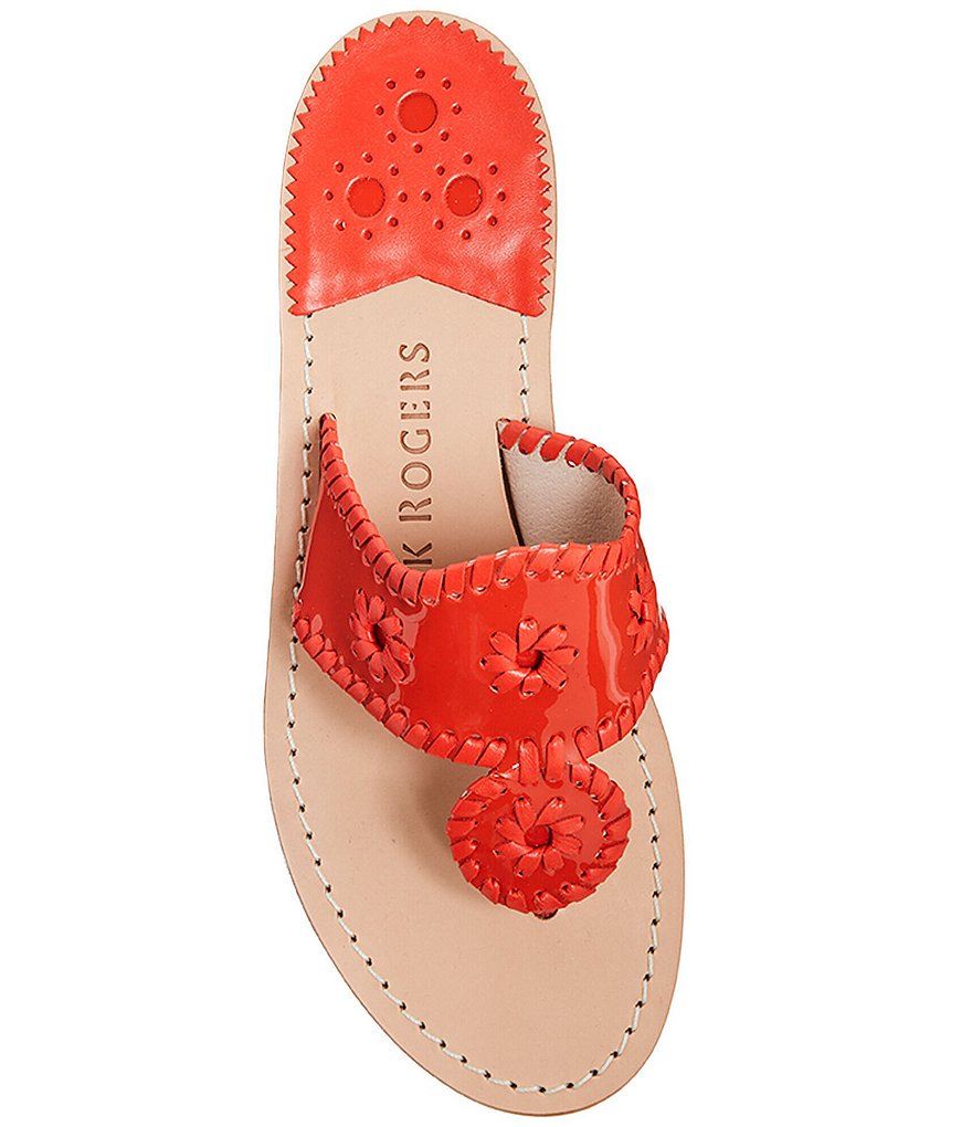 Jack Rogers Jacks Patent Leather Whipstitch Detail Thong Sandals