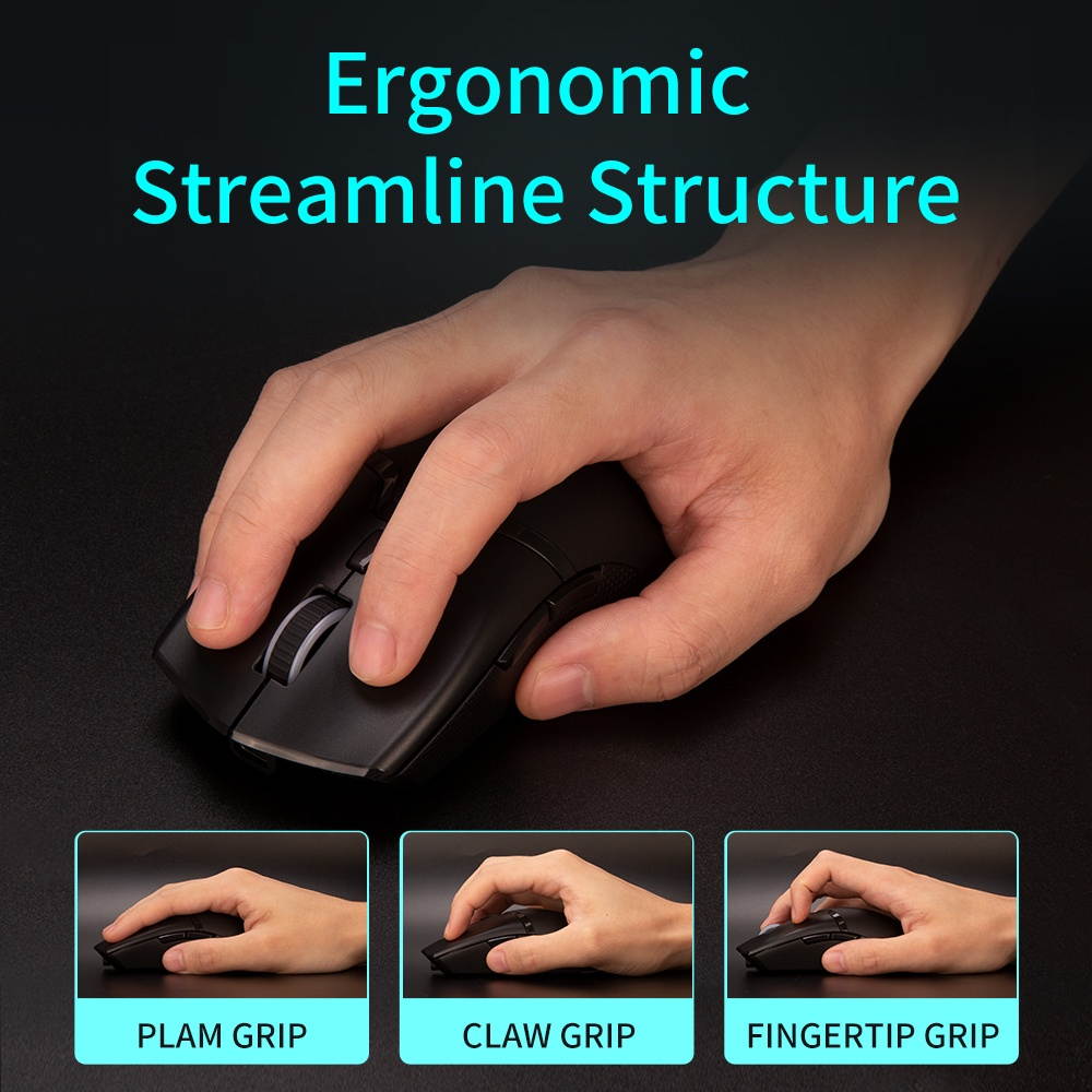 Delux M800 RGB Wired Gaming Mouse 12400-16000 DPI 58g Lightweight Ergonomic 1000Hz Mice with Soft rope Cable For Computer Gamer