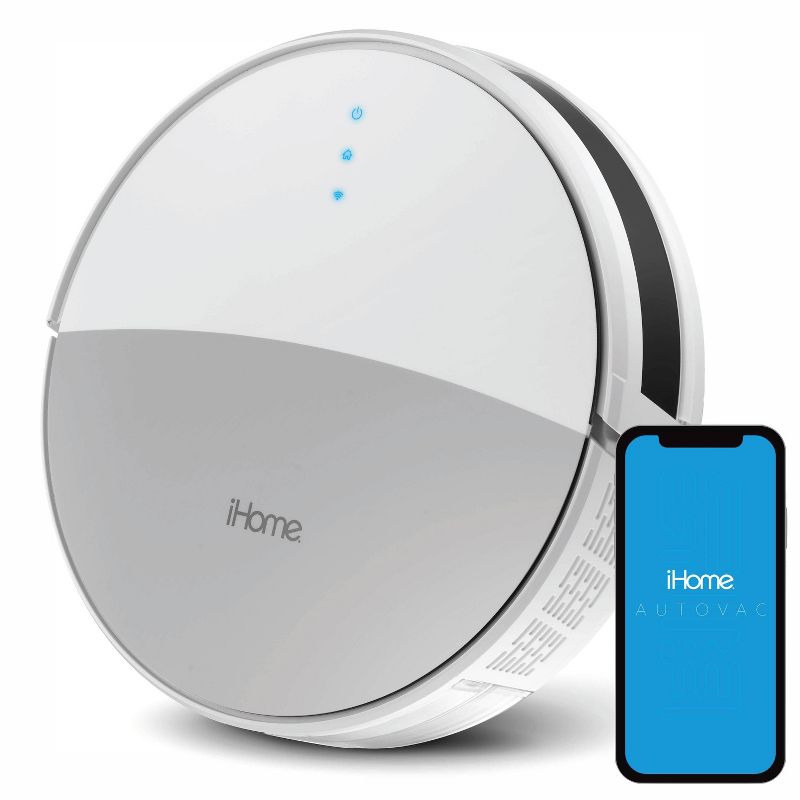 iHome AutoVac 2 in 1 Robot Vacuum & Mop with HomeMap Navigation/Mapping, Strong Suction Power - White