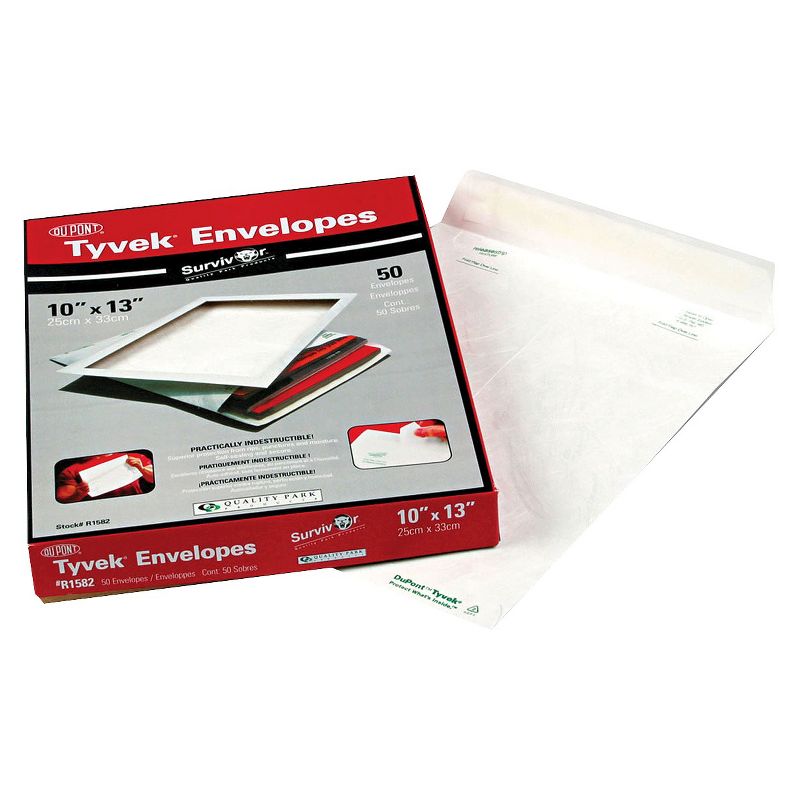Survivor Catalog Mailers, DuPont Tyvek, #13 1/2, Cheese Blade Flap, Self-Adhesive Closure, 10 x 13, White, 50/Box