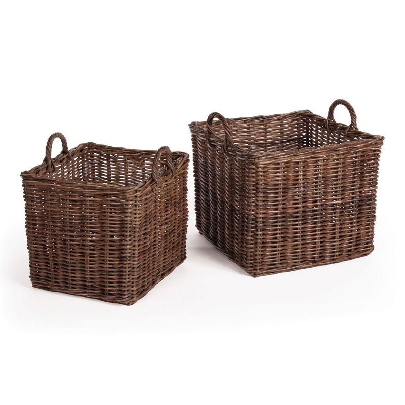 Plum & Post Normandy Square Baskets With Handles, S/2