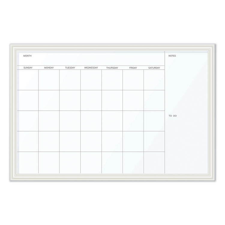 Magnetic Dry Erase Calendar with Decor Frame 30 x 20 White Surface and Frame 2075U0001