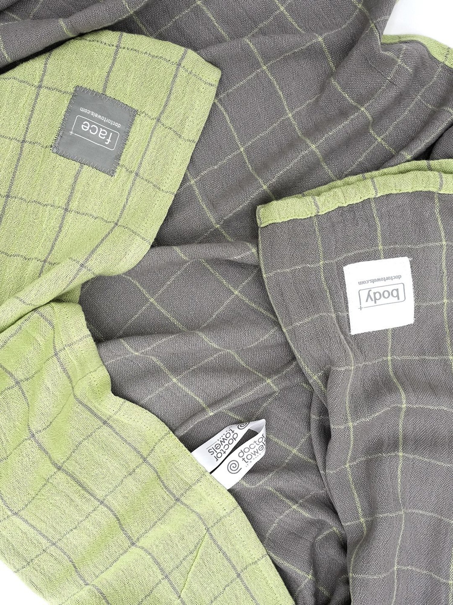 Doctor Towels Banana Double Cloth Checks Green 380 GSM Viscose Bath Towel