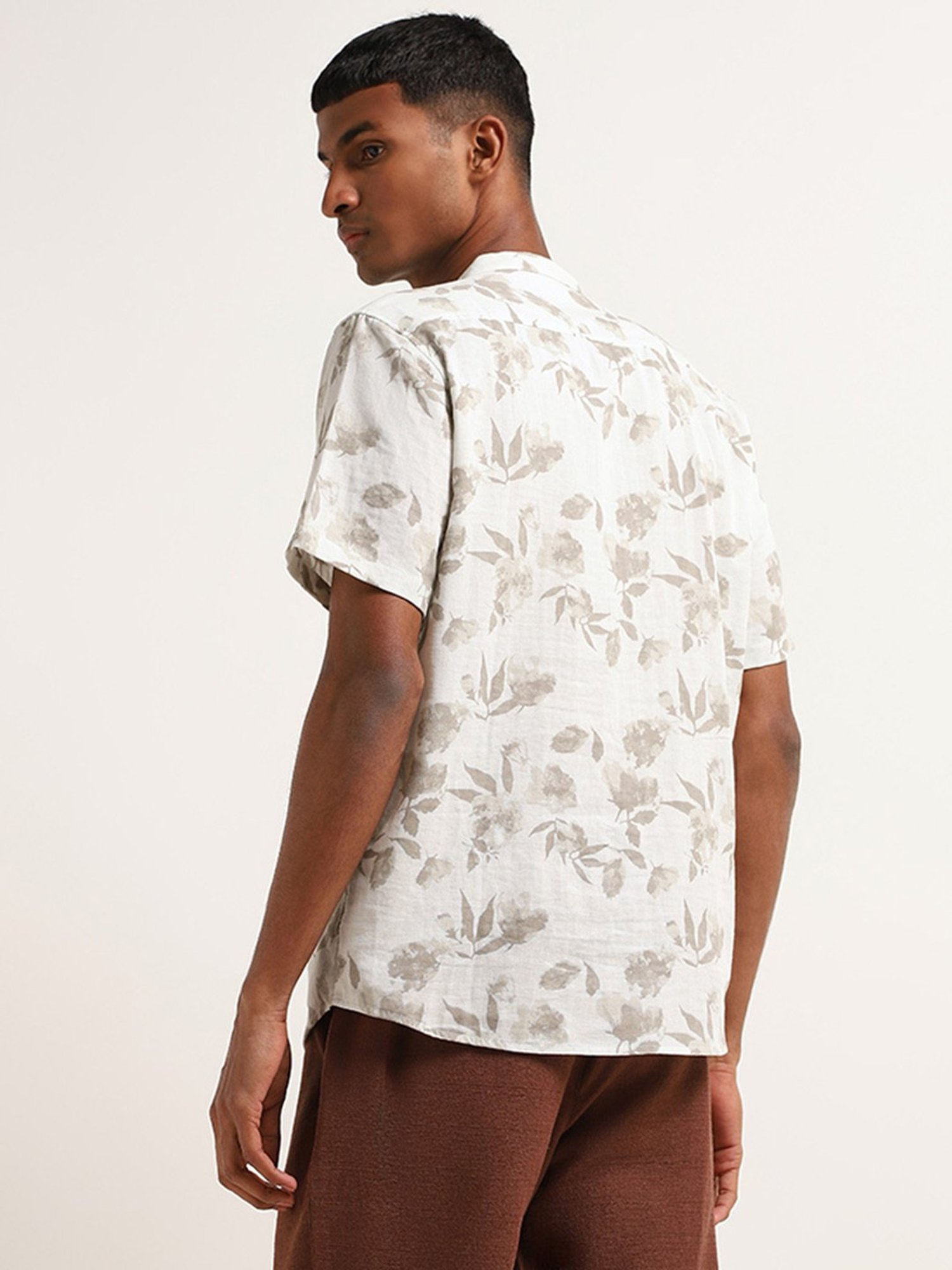ETA by Westside White Floral Print Resort Fit Shirt