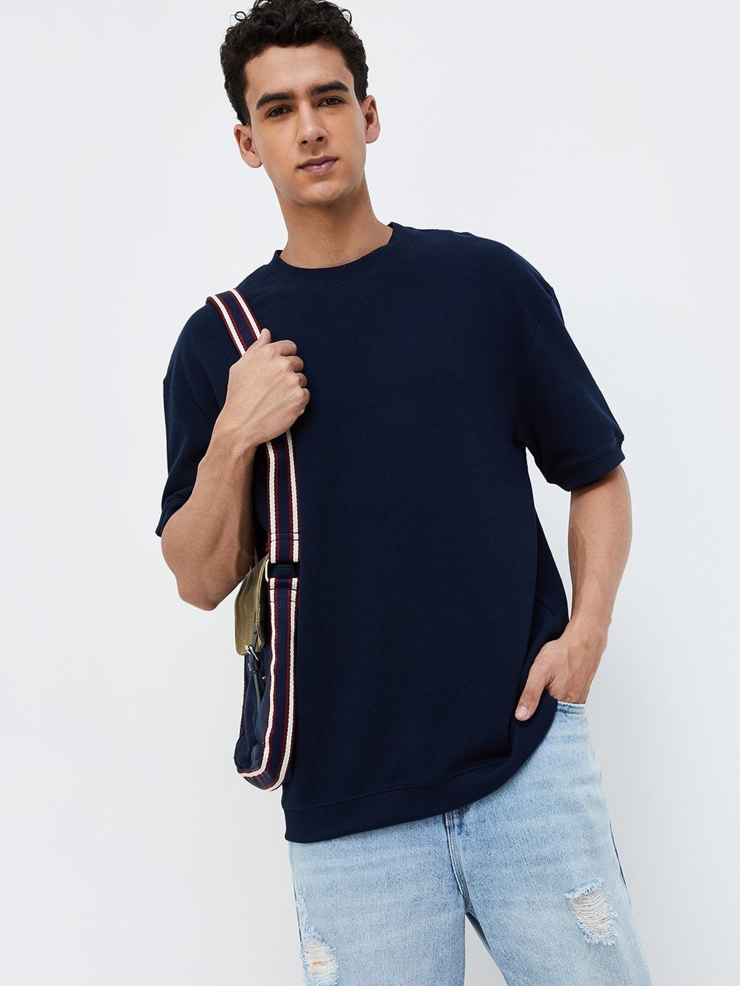 Forca Navy Cotton Regular Fit T-Shirt