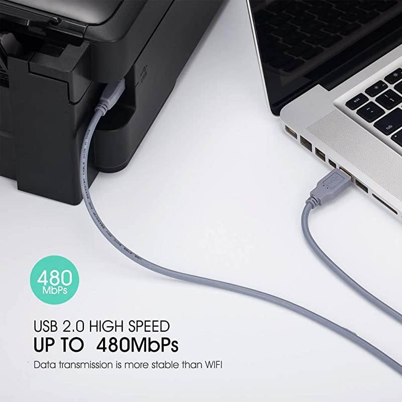 Printer Cable 20 ft  USB Printer Cable USB 20 Type A Male to Type B Male Printer Scanner Cable for HP Canon Lexmark Epson Dell Xerox Samsung etc