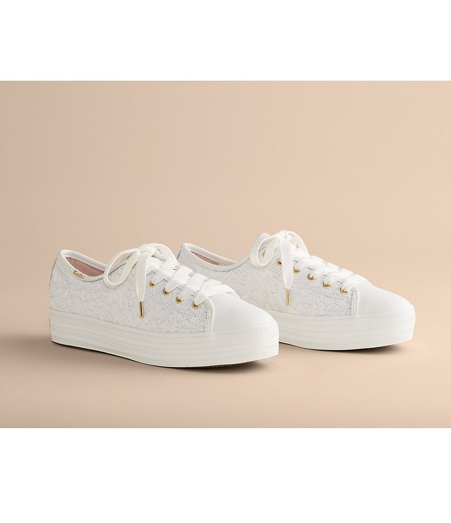 Keds Keds x kate spade new york Triple Kick Embroidered Leopard Leather Sneakers