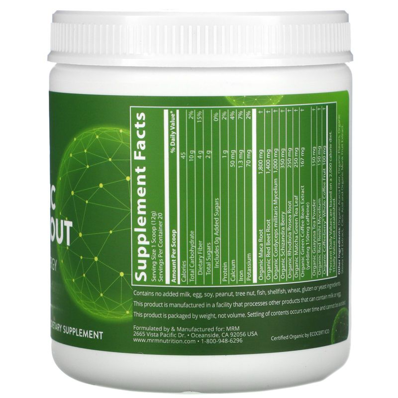 MRM Organic Pre-Workout, Island Fusion, 8.5 oz (240 g), Sports Nutrition Supplements