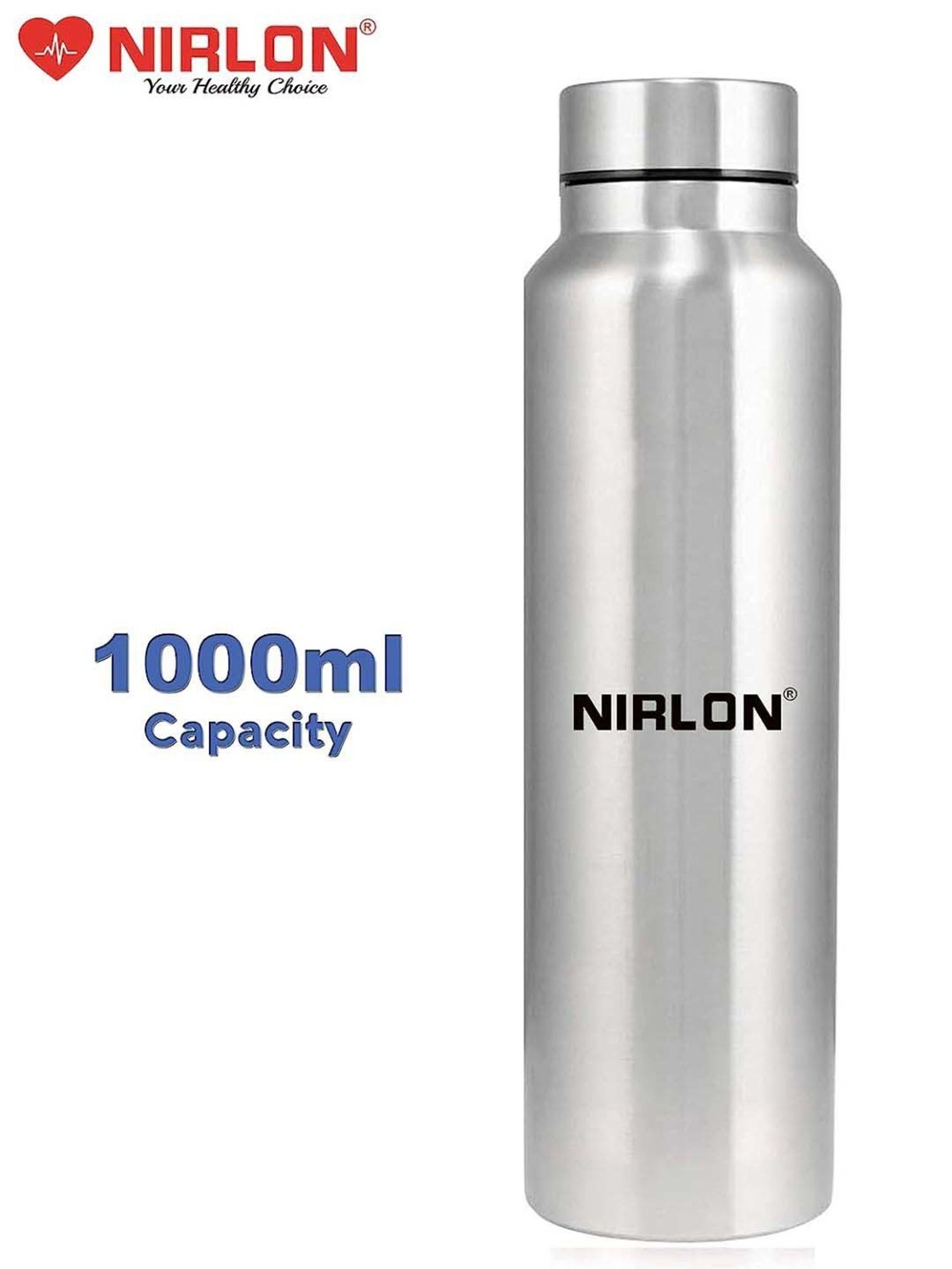 Nirlon Thirst Cool Silver Stainless Steel Water Bottle (1 L) - Set of 3