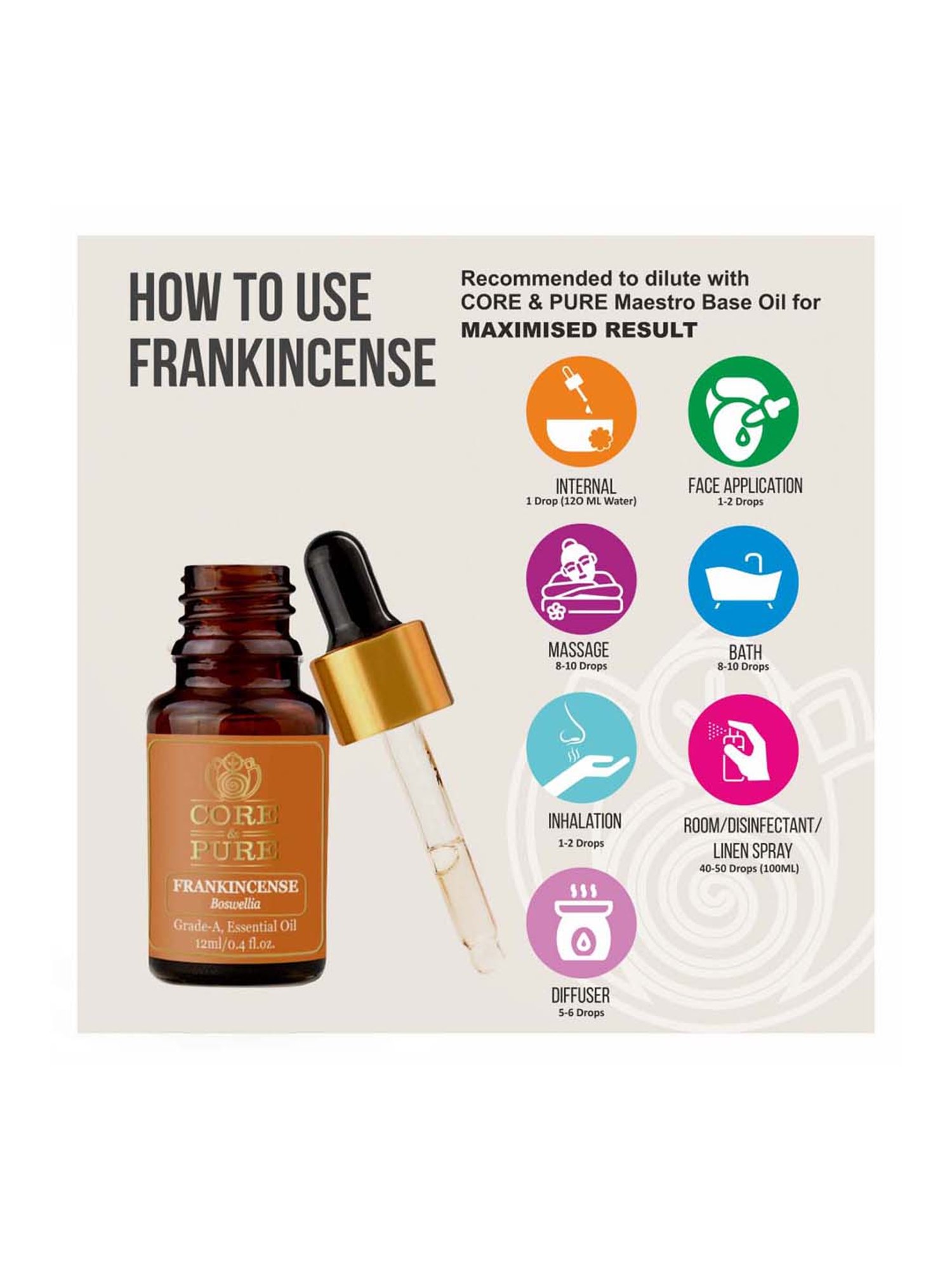 CORE & PURE Frankincense Essential Oil - 12 ml