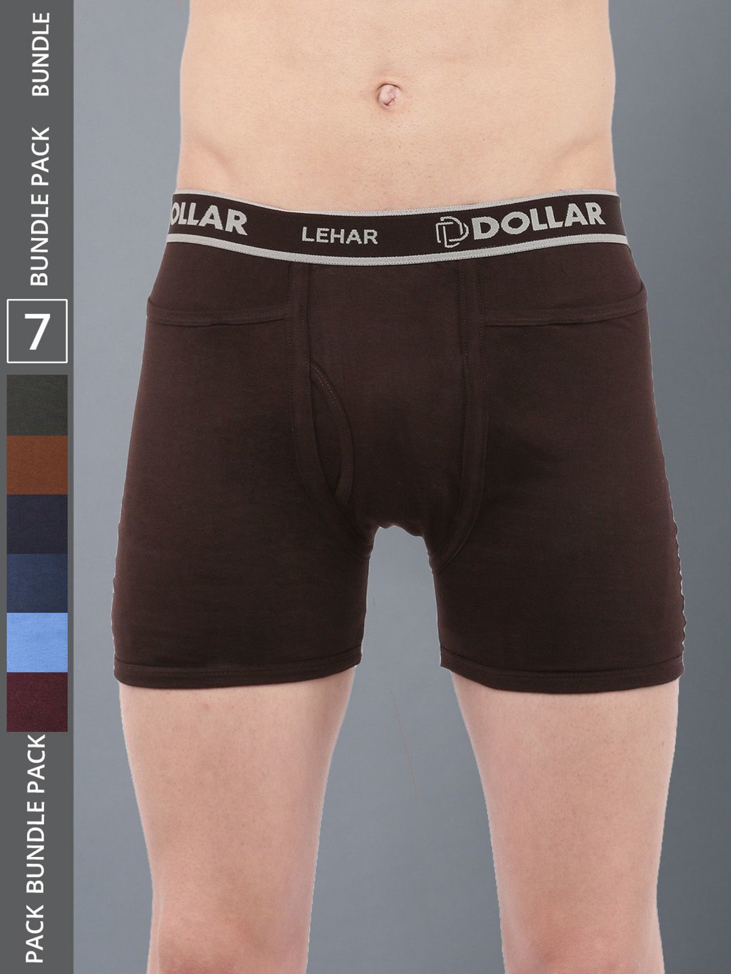 Dollar Lehar Assorted Cotton Regular Fit Trunks - Pack Of 7