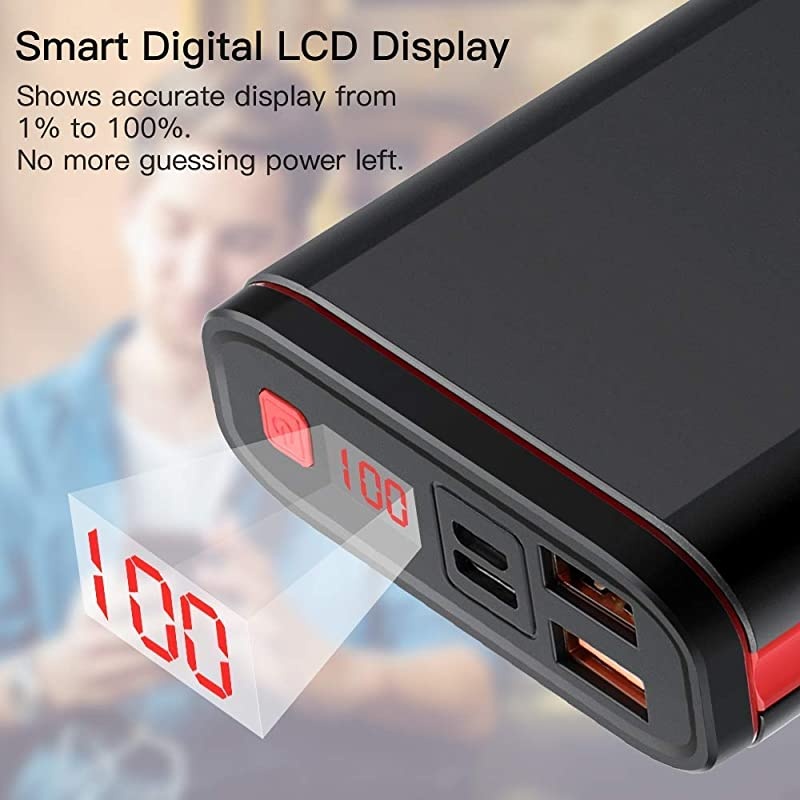 PD 18W,Power Bank Portable Charger 20000mAh Fast Phone Charging External Cell Phone Battery Pack with LCD Digital Display, 4 USB Ports High-Speed Charging for iPhone, iPad, Samsung, Android