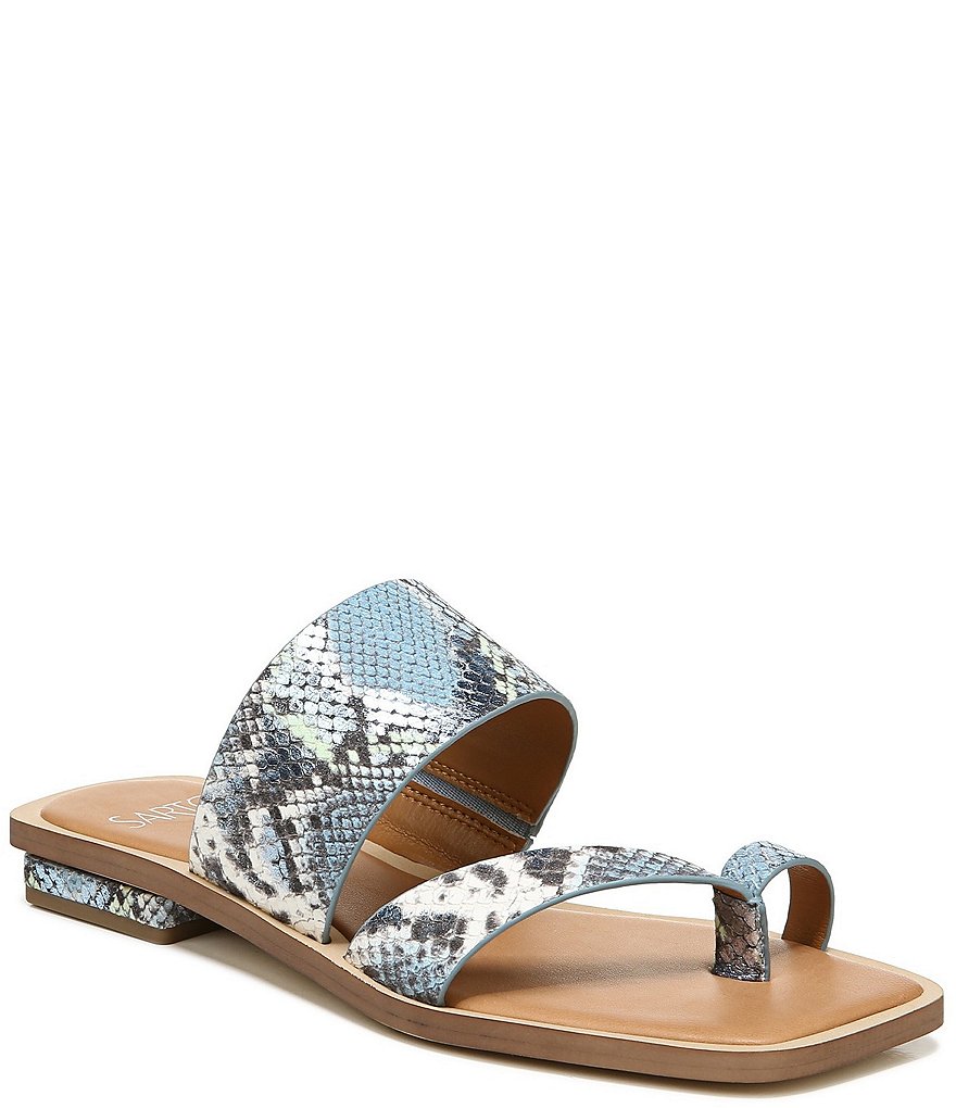 Sarto by Franco Sarto Ediana Snake Print Leather Thong Slide Sandals