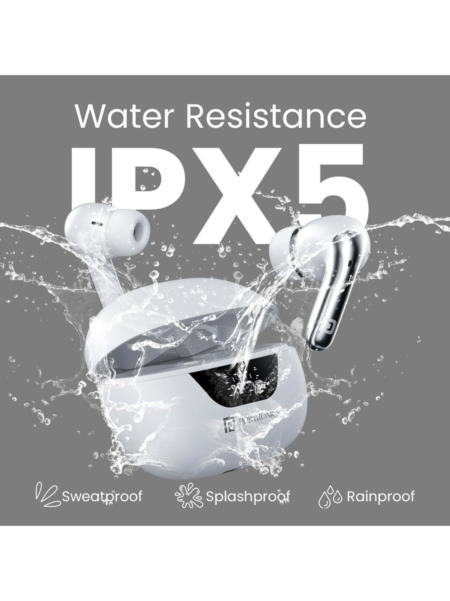 Portronics Harmonics Twins 28 in Ear Earbuds with ANC & 50Hrs Playback (White, True Wireless)