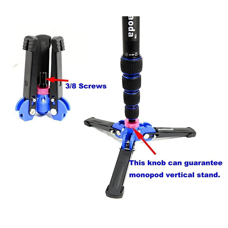 Professional 65inch Camera Aluminium Monopod with Folding Three Feet Support Stand