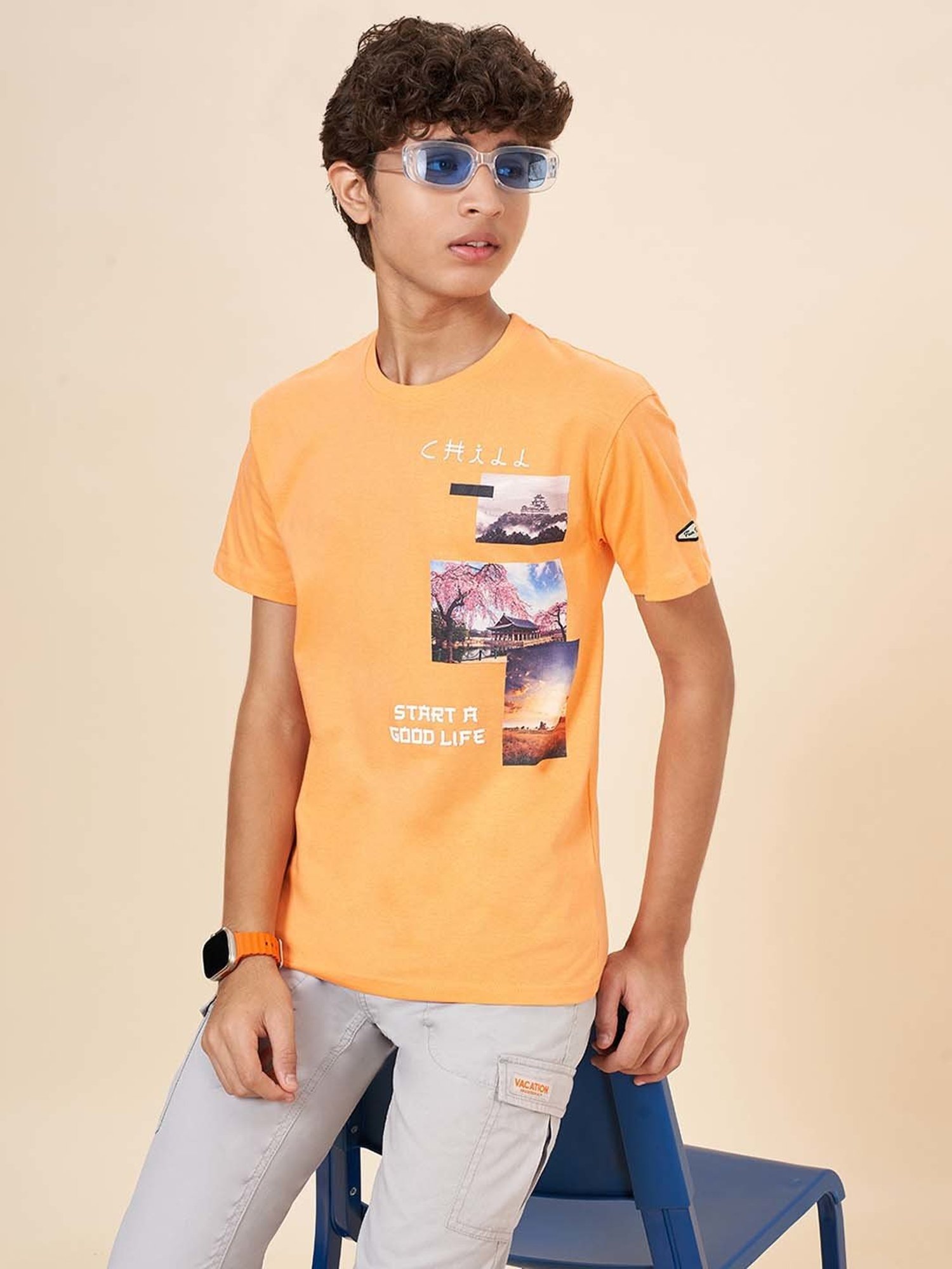 Coolsters by Pantaloons Kids Orange Cotton Printed T-Shirt