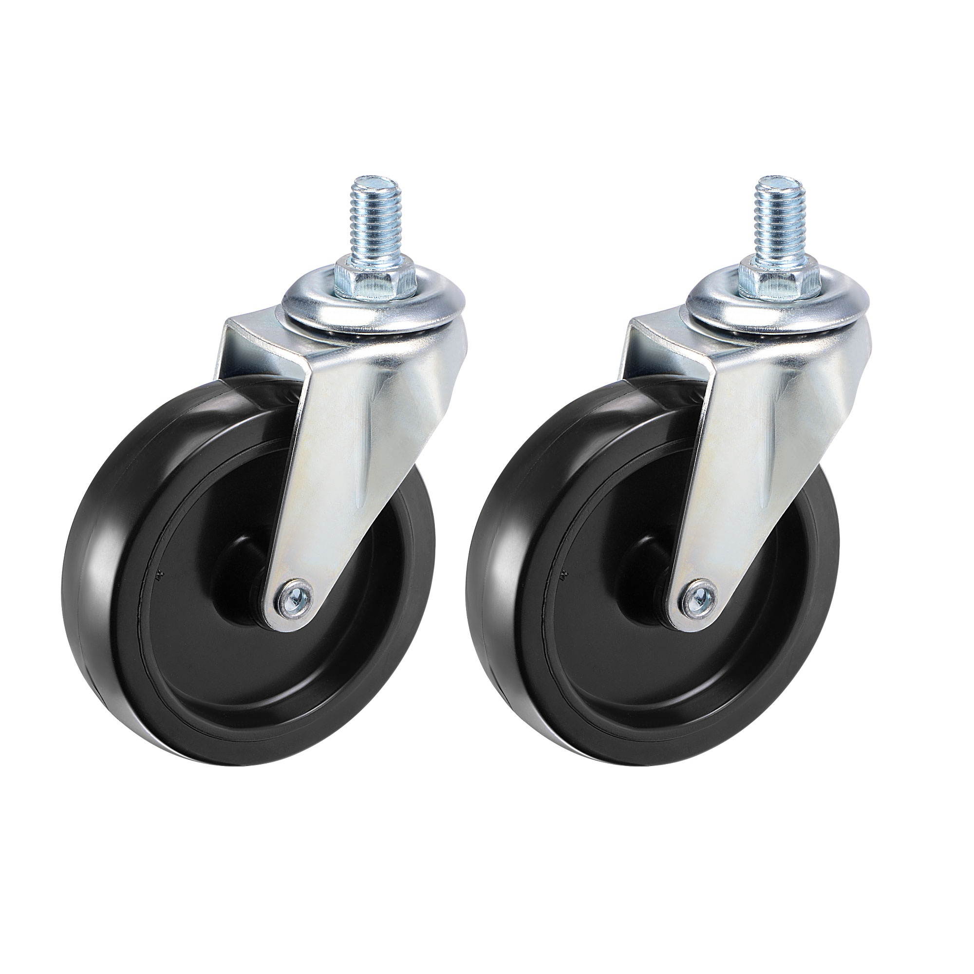 Swivel Stem Caster 3" Diameter 66Lbs Load Capacity, for Workbench Trolley, PU, Black, Pack of 2