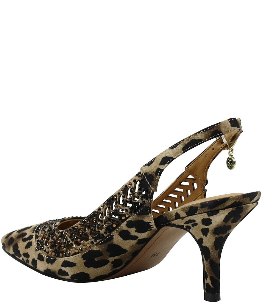 J. Renee Naiara Leopard Print Embellished Slingback Pumps