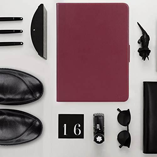 FYY New Apple iPad Pro 11" 2018 Case [Support Apple Pencile Charging] Luxury Cowhide Genuine Leather Handcrafted Case, Pure Handmade Case Protective Cover with [Auto Sleep-Wake Function] Wine Red