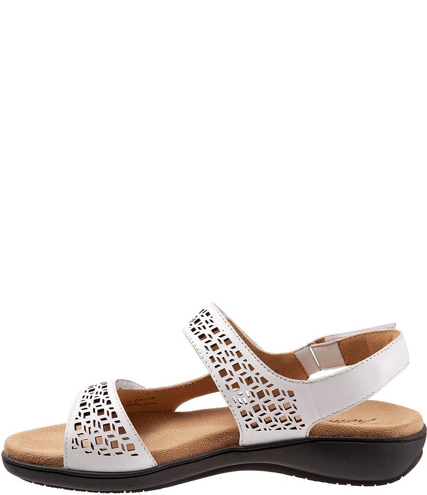 Trotters Romi Cutout Leather Adjustable Hook and Loop Footbed Sandals