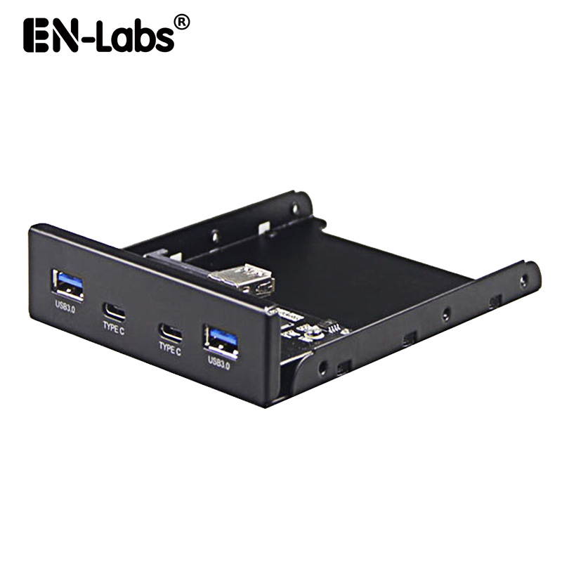 Enlabs FP35U32UC2M 2 x USB 3.1 Type C 5Gb/s & USB 3.0 PC Case 3.5 inch Floppy Bay Front Panel 4 Ports USB Hub  w/ SATA Power Connector (USB 3.0 20pin  Adapter Cable)