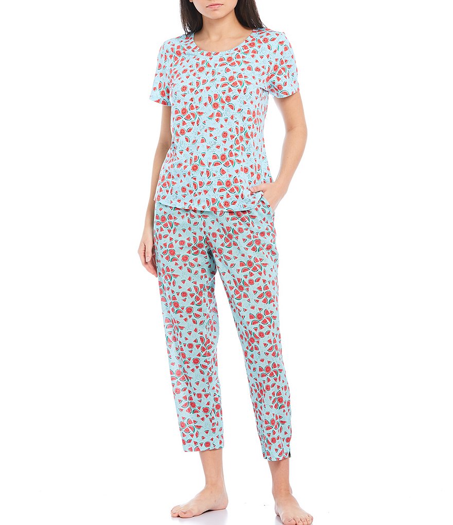Sleep Sense Watermelon Print Woven Cropped Sleep Pants