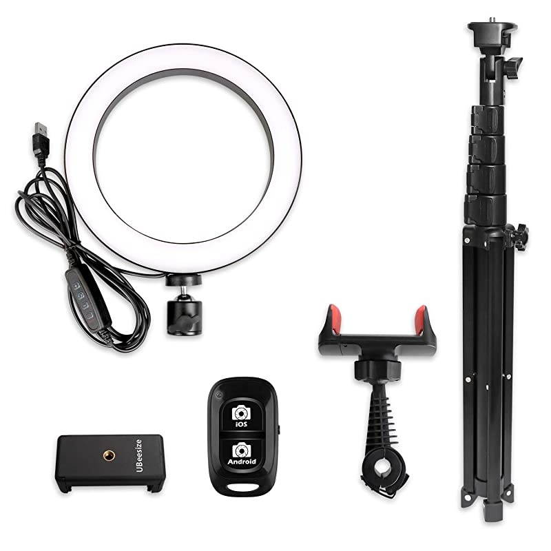 8quot Selfie Ring Light with Tripod Stand amp Cell Phone Holder for Live StreamMakeup  Mini Led Camera Ringlight for YouTube VideoPhotography Compatible with iPhone Xs Max XR Android Upgraded