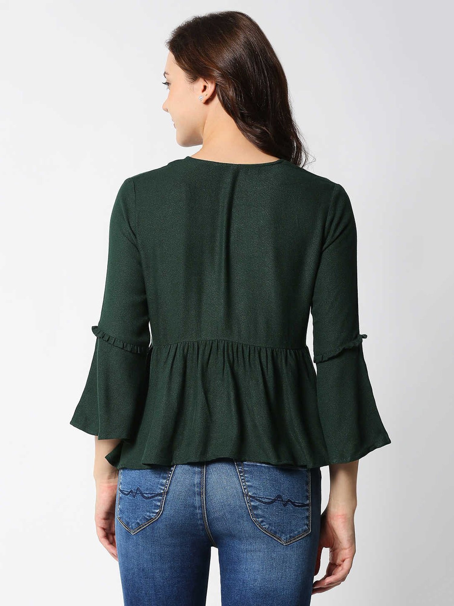 Pepe Jeans Dark Green Peplum Top