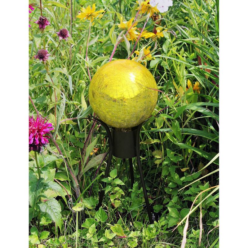 13.5" Iron Trestle II Gazing Globe Ball Stand Black - ACHLA Designs