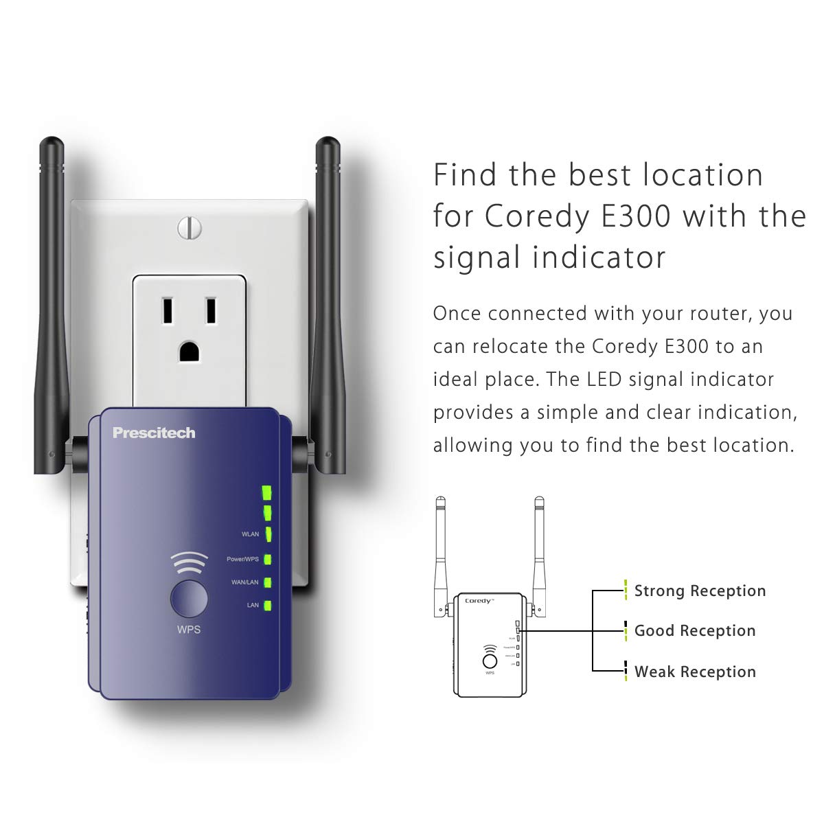 300Mbps wifi repeater, N300 Mini WiFi Range Extender All-New Upgraded Wireless Repeater Internet Signal Booster Wi-Fi Access Point with High Power Ethernet Antennas, Boosting Whole Home WiFi Coverage